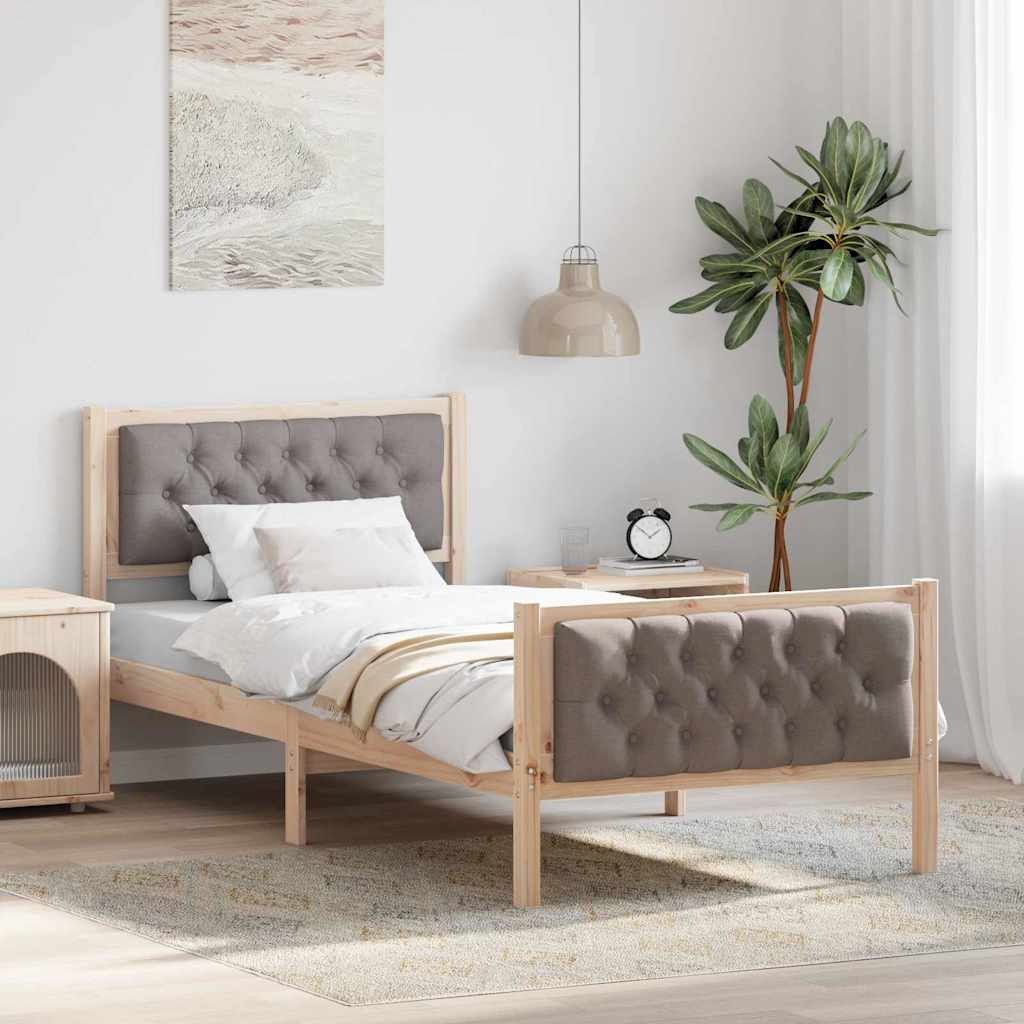 vidaXL Bedframe met hoofdeinde Lichtgrijs 75 x 190 cm Stof