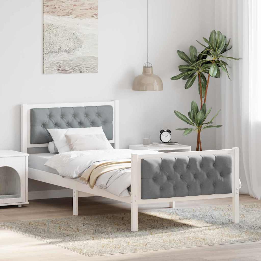 vidaXL Bedframe met hoofdeinde Lichtgrijs 75 x 190 cm Stof