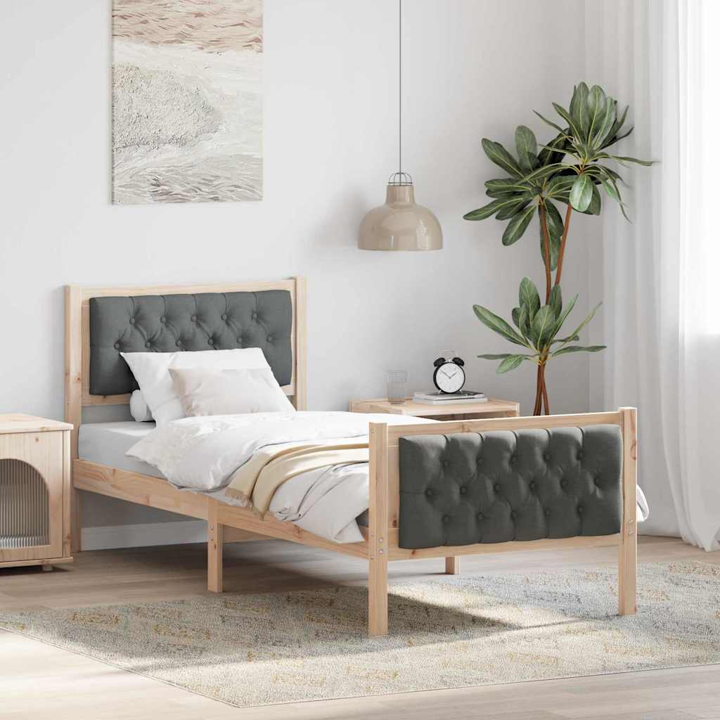 vidaXL Bedframe met hoofdeinde Lichtgrijs 75 x 190 cm Stof