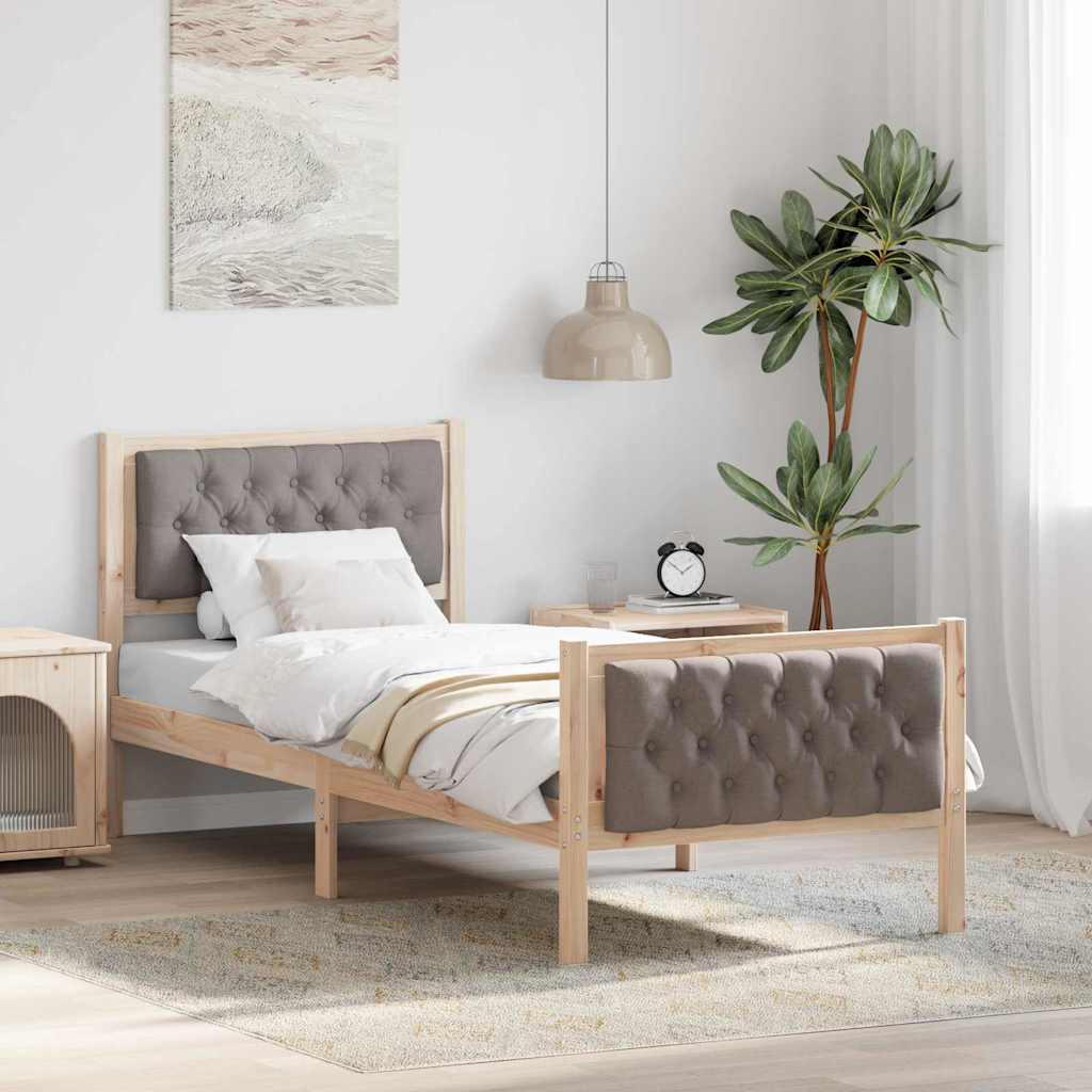 vidaXL Bedframe met hoofdeinde Lichtgrijs 75 x 190 cm Stof