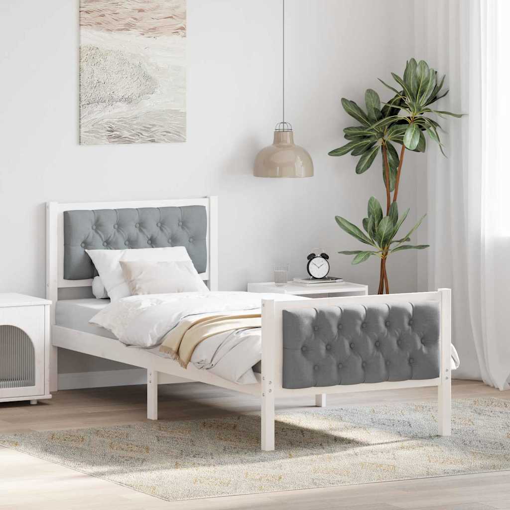 vidaXL Bedframe met hoofdeinde Lichtgrijs 75 x 190 cm Stof