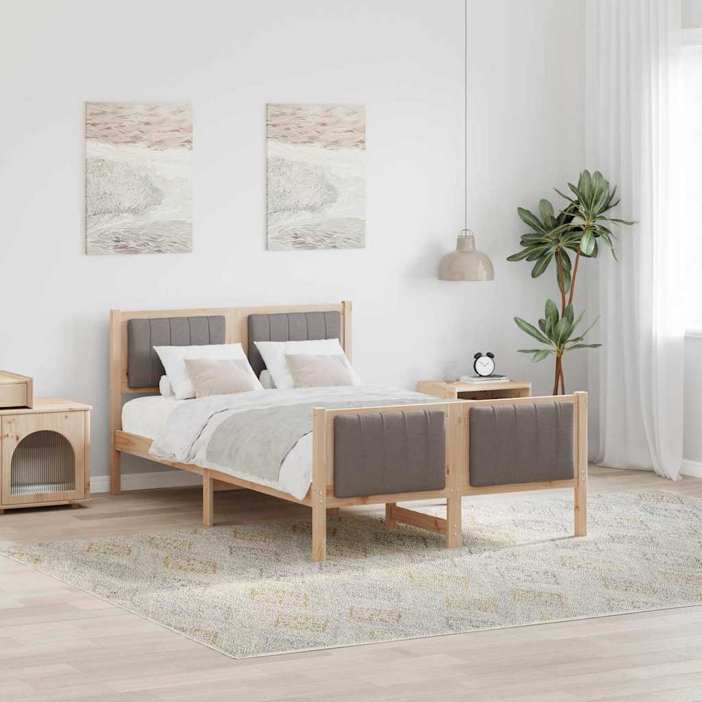 vidaXL Bedframe Bruin en lichtgrijs 200 x 200 cm Massief grenenhout