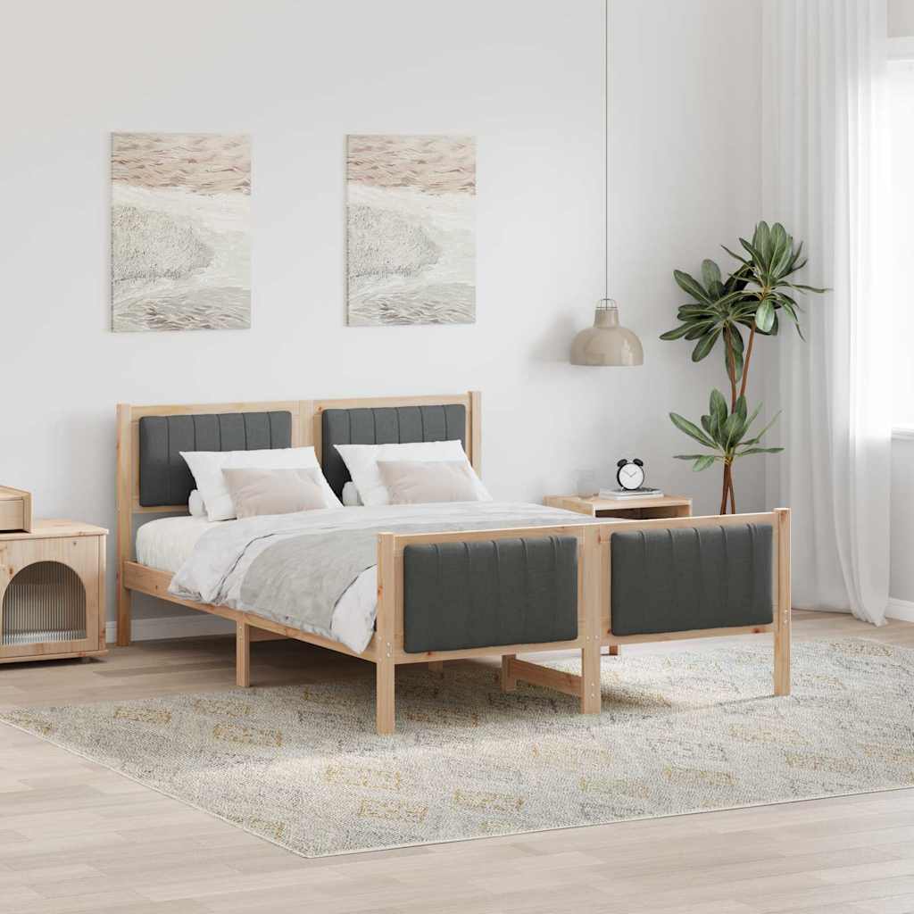 vidaXL Bedframe Bruin en lichtgrijs 200 x 200 cm Massief grenenhout