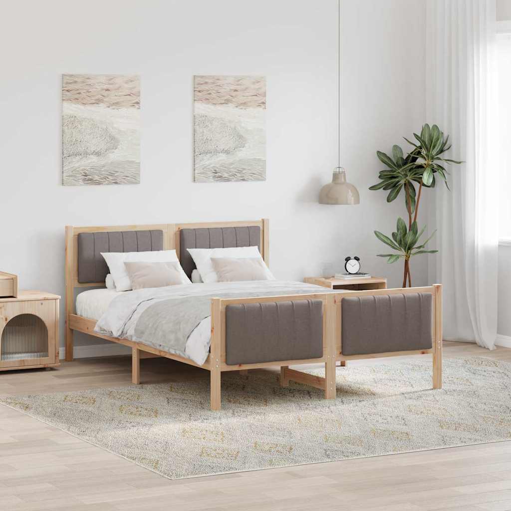 vidaXL Bedframe Bruin en lichtgrijs 200 x 200 cm Massief grenenhout