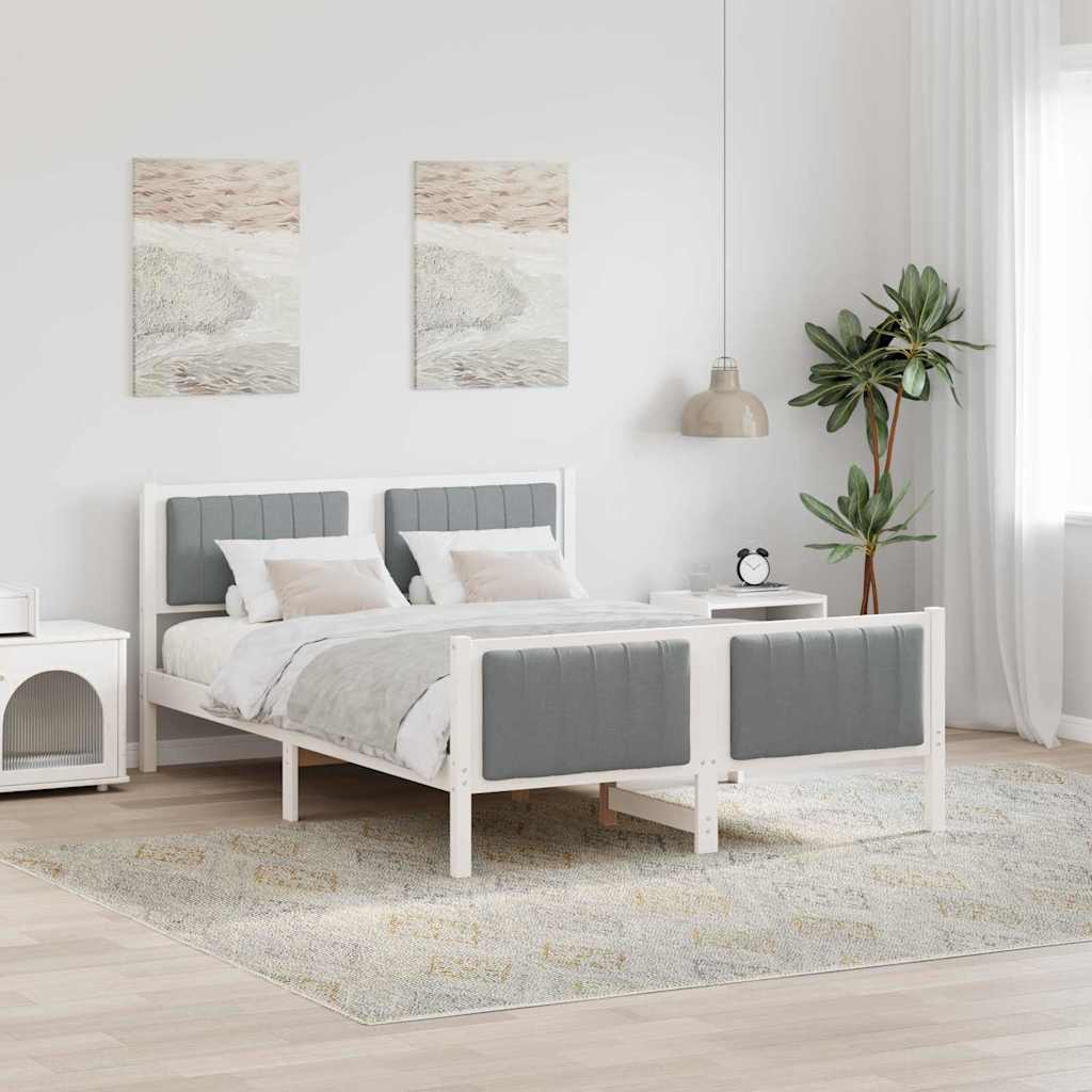 vidaXL Bedframe Bruin en lichtgrijs 200 x 200 cm Massief grenenhout