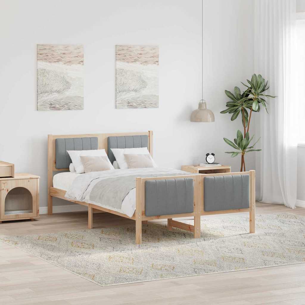 vidaXL Bedframe Bruin en lichtgrijs 200 x 200 cm Massief grenenhout