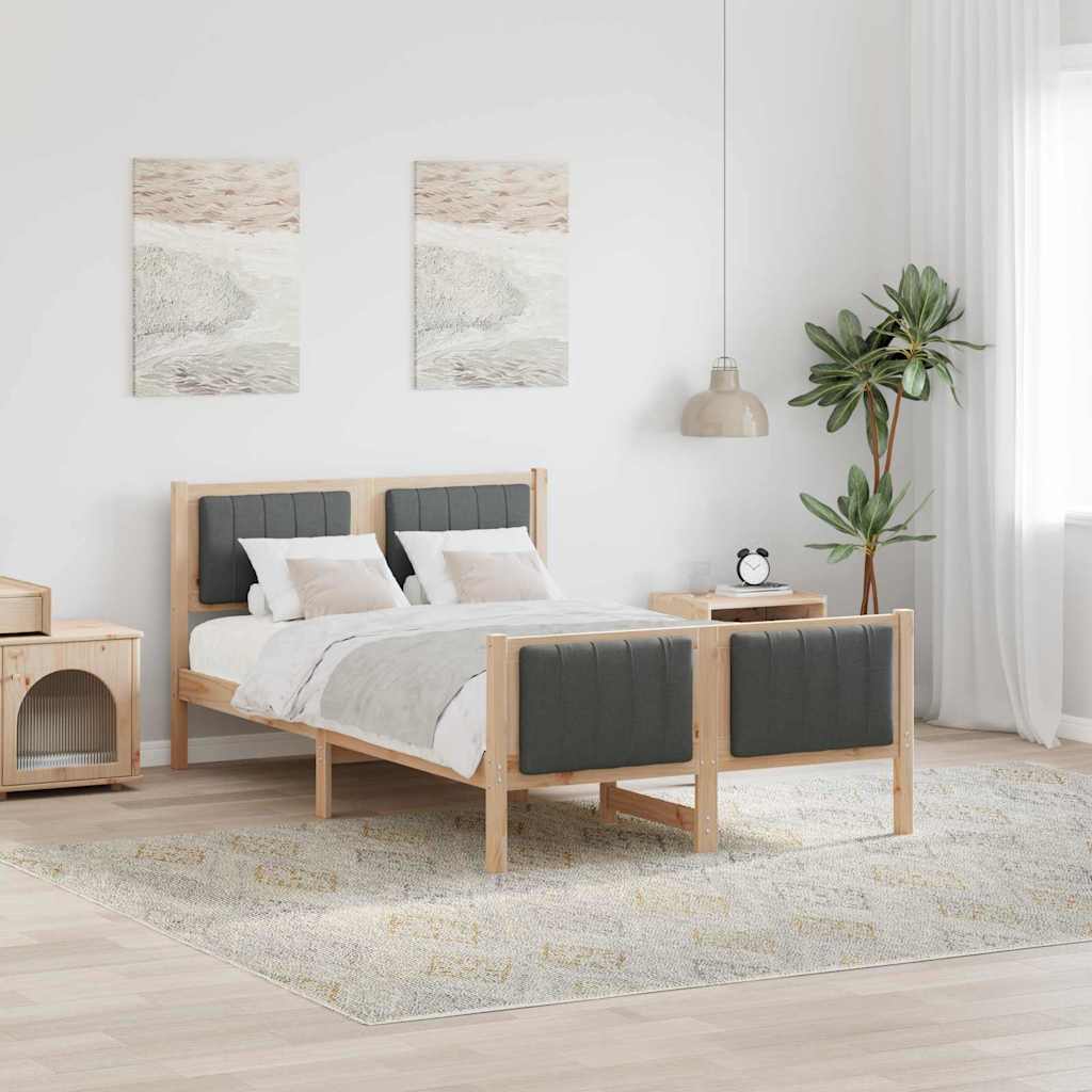 vidaXL Bedframe Bruin en lichtgrijs 200 x 200 cm Massief grenenhout
