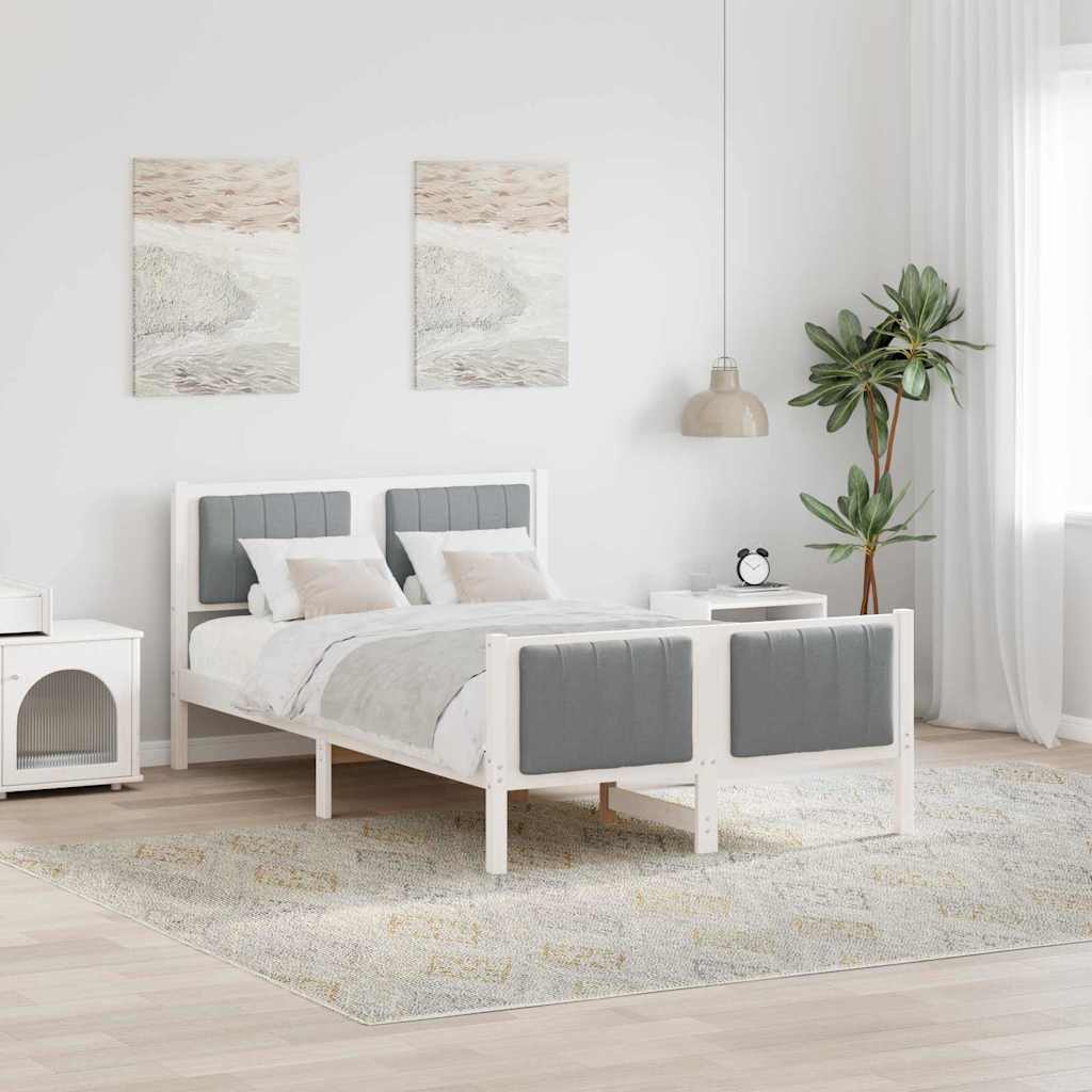vidaXL Bedframe Bruin en lichtgrijs 200 x 200 cm Massief grenenhout