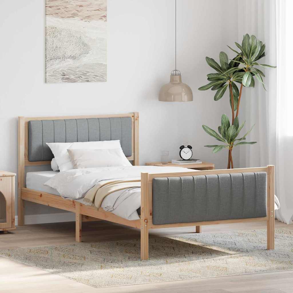 vidaXL Bedframe Bruin en lichtgrijs 200 x 200 cm Massief grenenhout