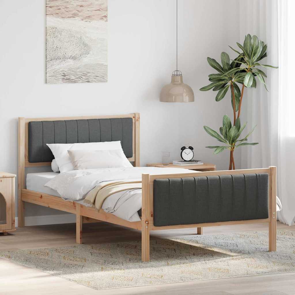 vidaXL Bedframe Bruin en lichtgrijs 200 x 200 cm Massief grenenhout