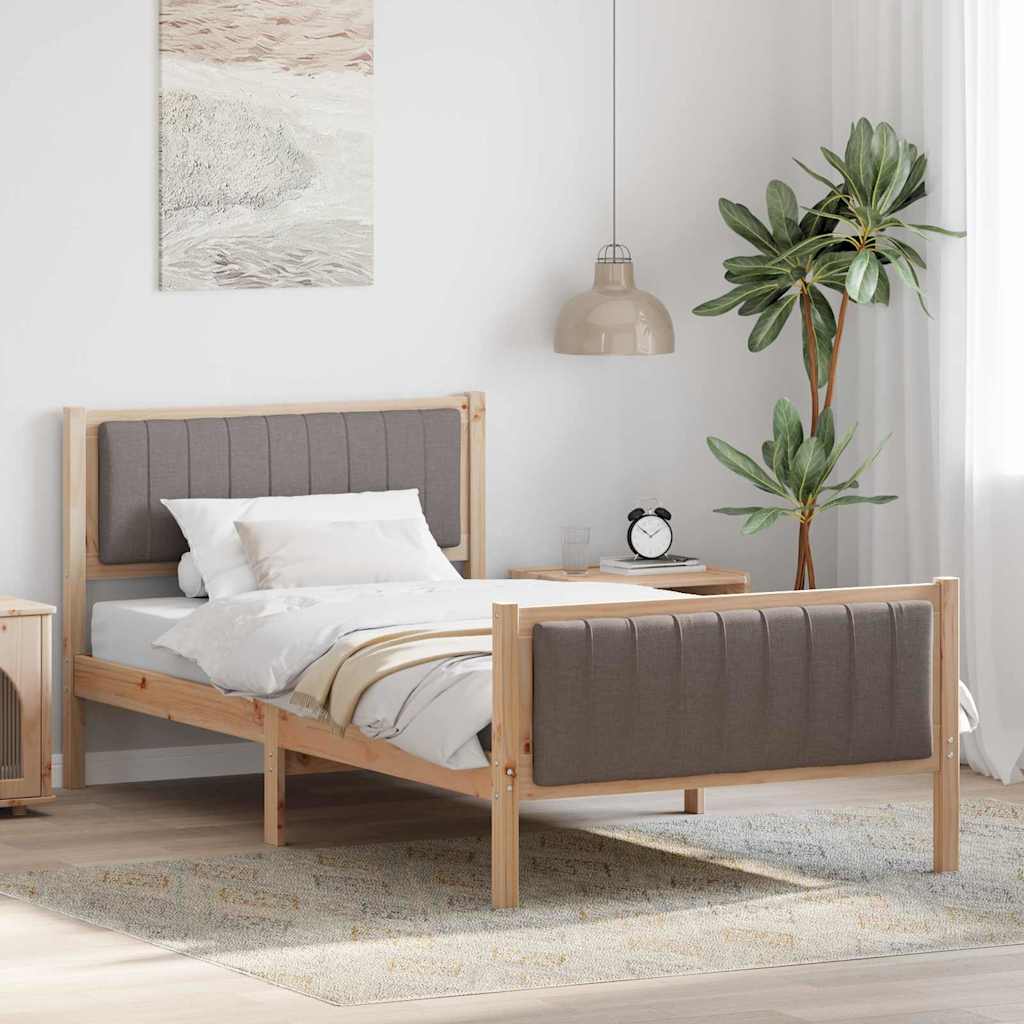 vidaXL Bedframe Bruin en lichtgrijs 200 x 200 cm Massief grenenhout