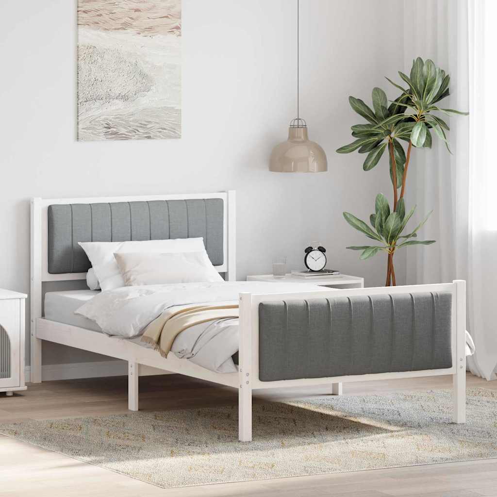 vidaXL Bedframe Bruin en lichtgrijs 200 x 200 cm Massief grenenhout