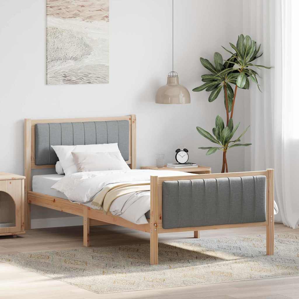 vidaXL Bedframe Bruin en lichtgrijs 200 x 200 cm Massief grenenhout