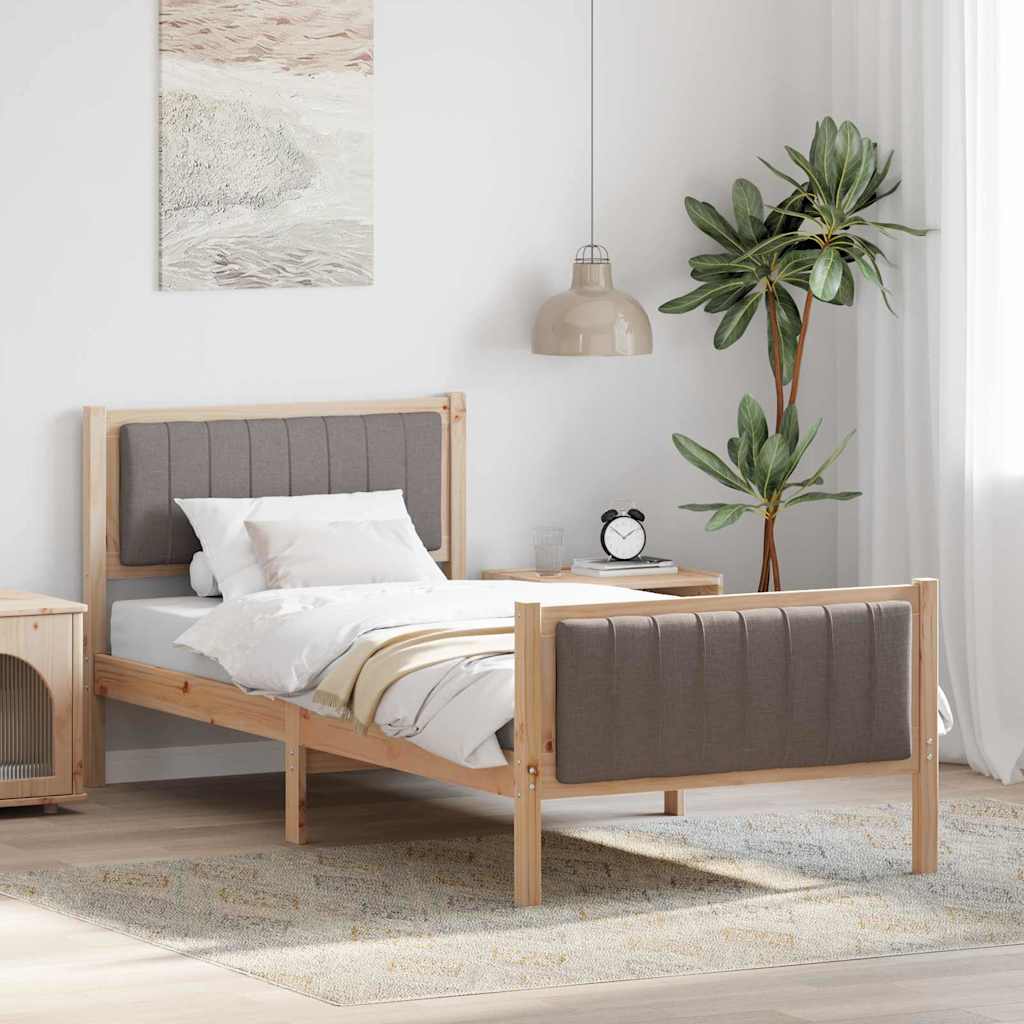 vidaXL Bedframe Bruin en lichtgrijs 200 x 200 cm Massief grenenhout