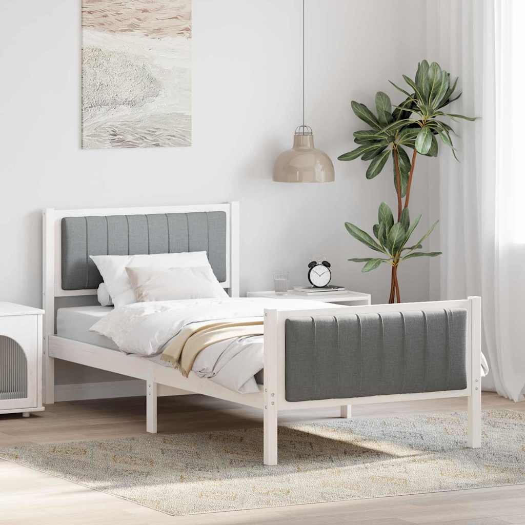 vidaXL Bedframe Bruin en lichtgrijs 200 x 200 cm Massief grenenhout