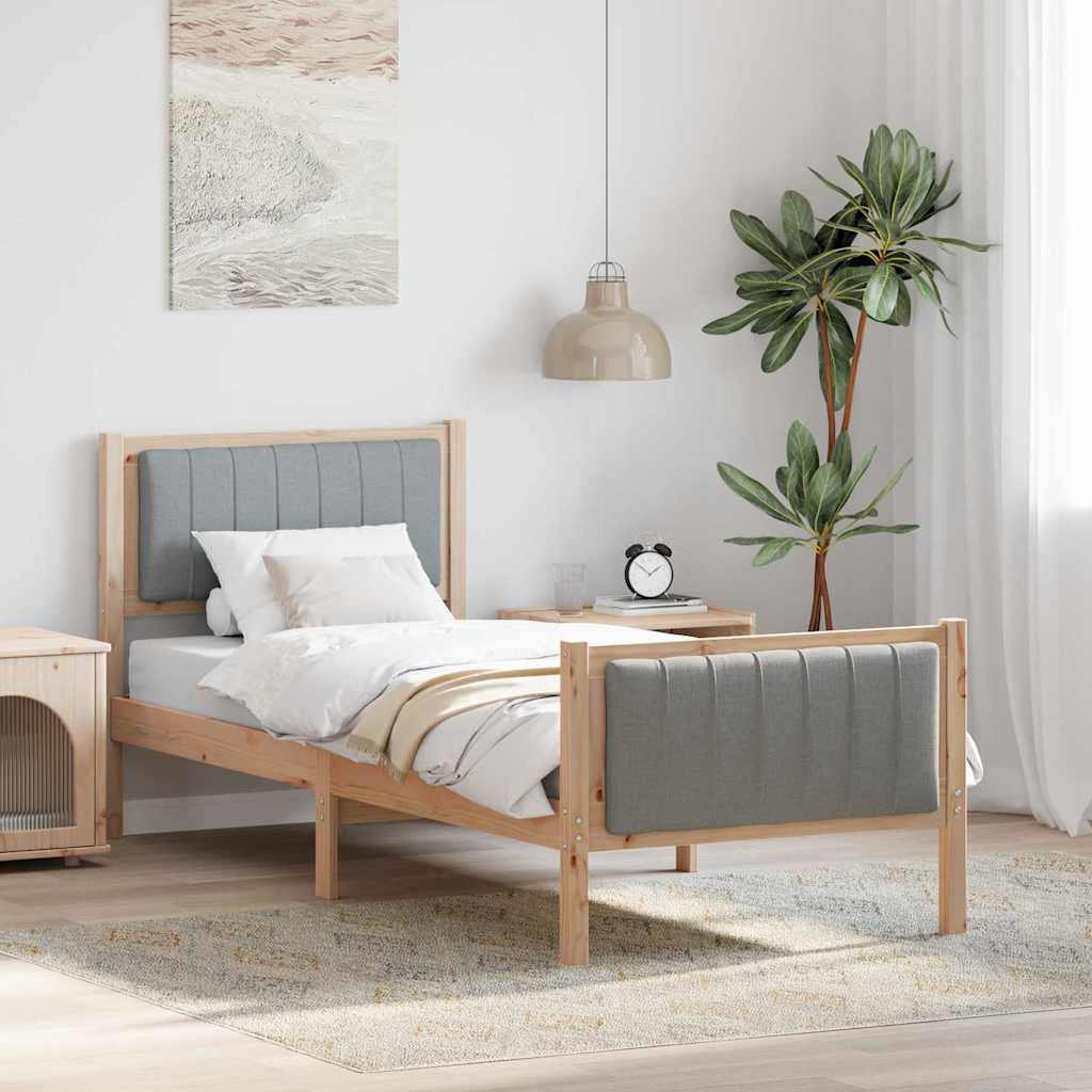 vidaXL Bedframe Bruin en lichtgrijs 200 x 200 cm Massief grenenhout
