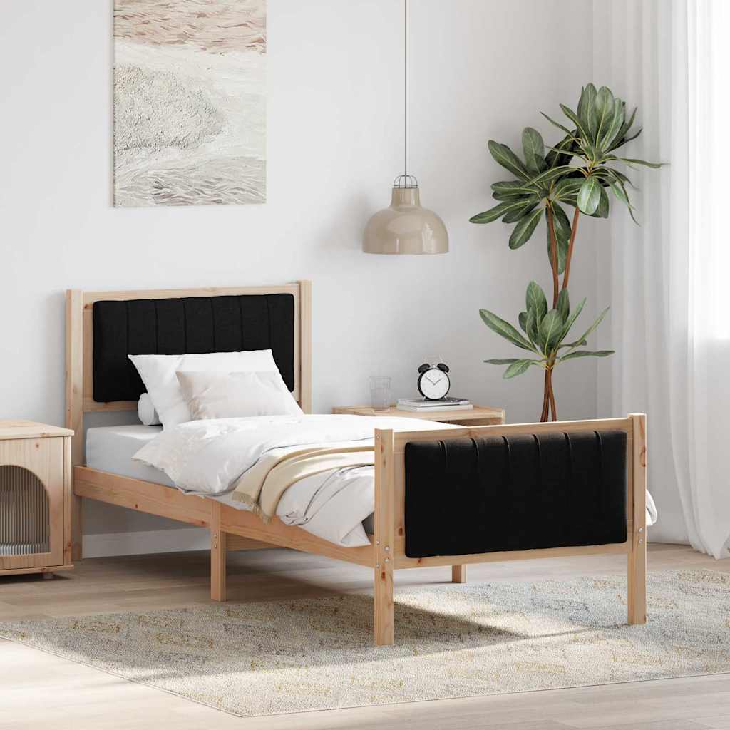vidaXL Bedframe Bruin en lichtgrijs 200 x 200 cm Massief grenenhout