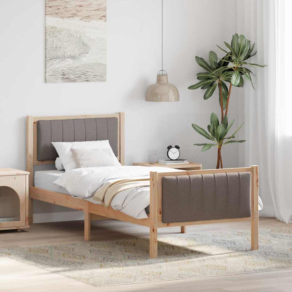 vidaXL Bedframe Bruin en lichtgrijs 200 x 200 cm Massief grenenhout