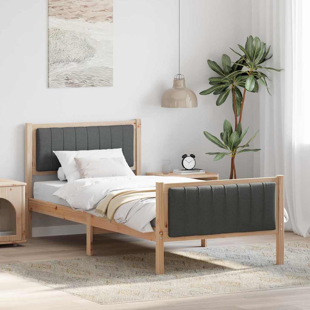 vidaXL Bedframe Bruin en lichtgrijs 200 x 200 cm Massief grenenhout
