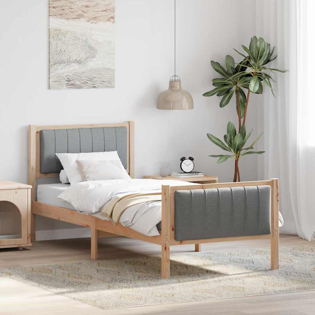vidaXL Bedframe Bruin en lichtgrijs 200 x 200 cm Massief grenenhout