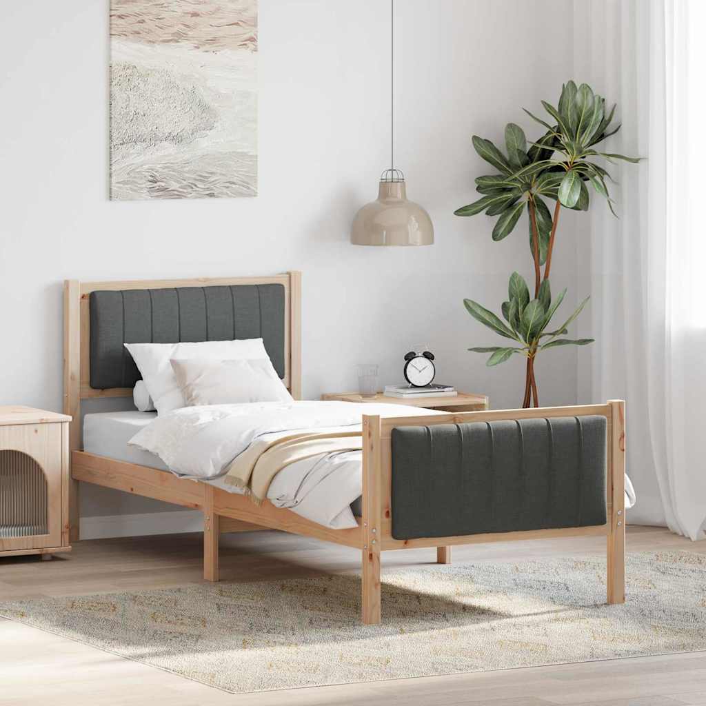 vidaXL Bedframe Bruin en lichtgrijs 200 x 200 cm Massief grenenhout