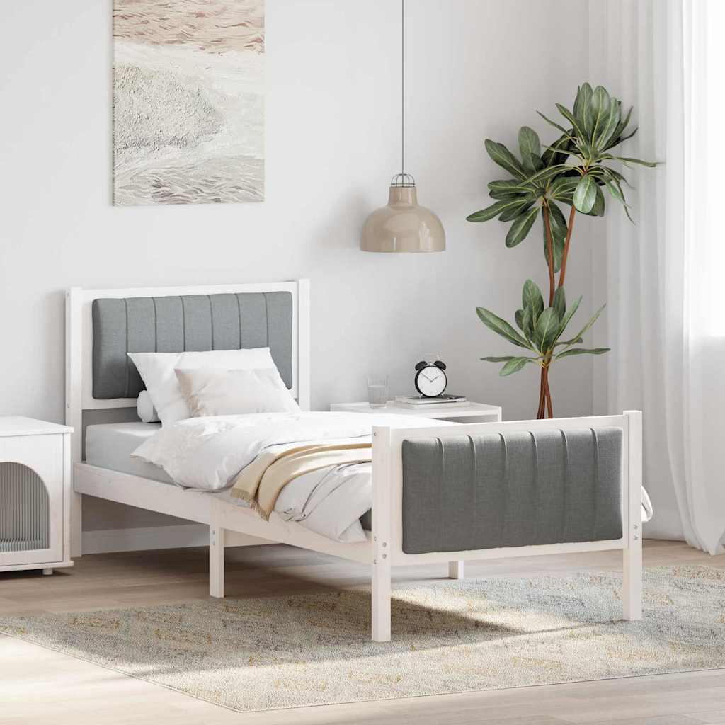 vidaXL Bedframe Bruin en lichtgrijs 200 x 200 cm Massief grenenhout