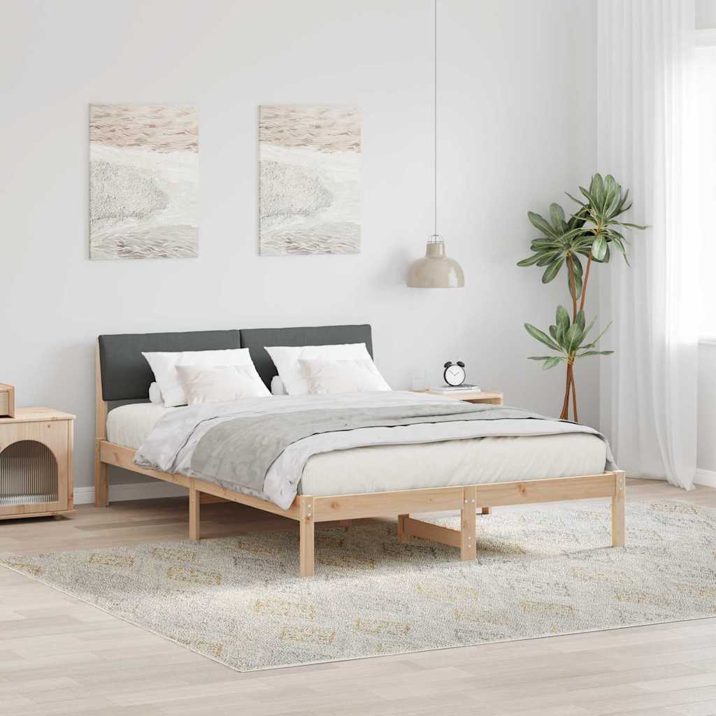 vidaXL Bedframe Bruin en lichtgrijs 200 x 200 cm Massief grenenhout