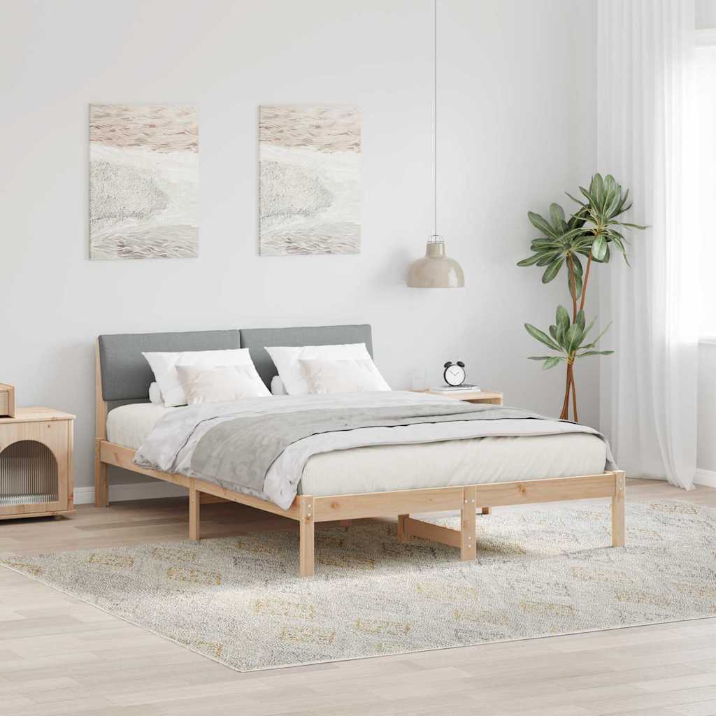 vidaXL Bedframe Bruin en lichtgrijs 200 x 200 cm Massief grenenhout