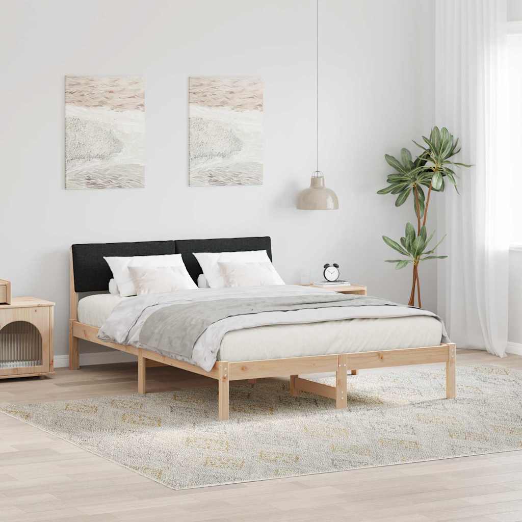 vidaXL Bedframe Bruin en lichtgrijs 200 x 200 cm Massief grenenhout