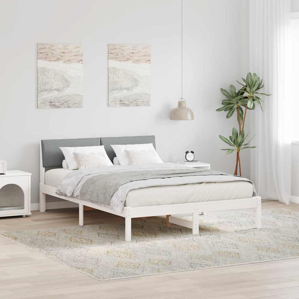 vidaXL Bedframe Bruin en lichtgrijs 200 x 200 cm Massief grenenhout
