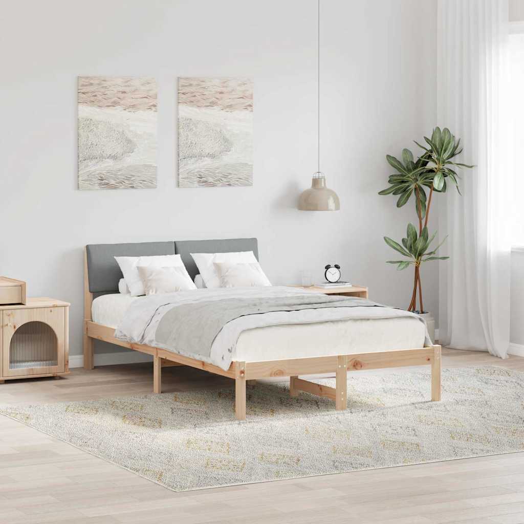 vidaXL Bedframe Bruin en lichtgrijs 200 x 200 cm Massief grenenhout