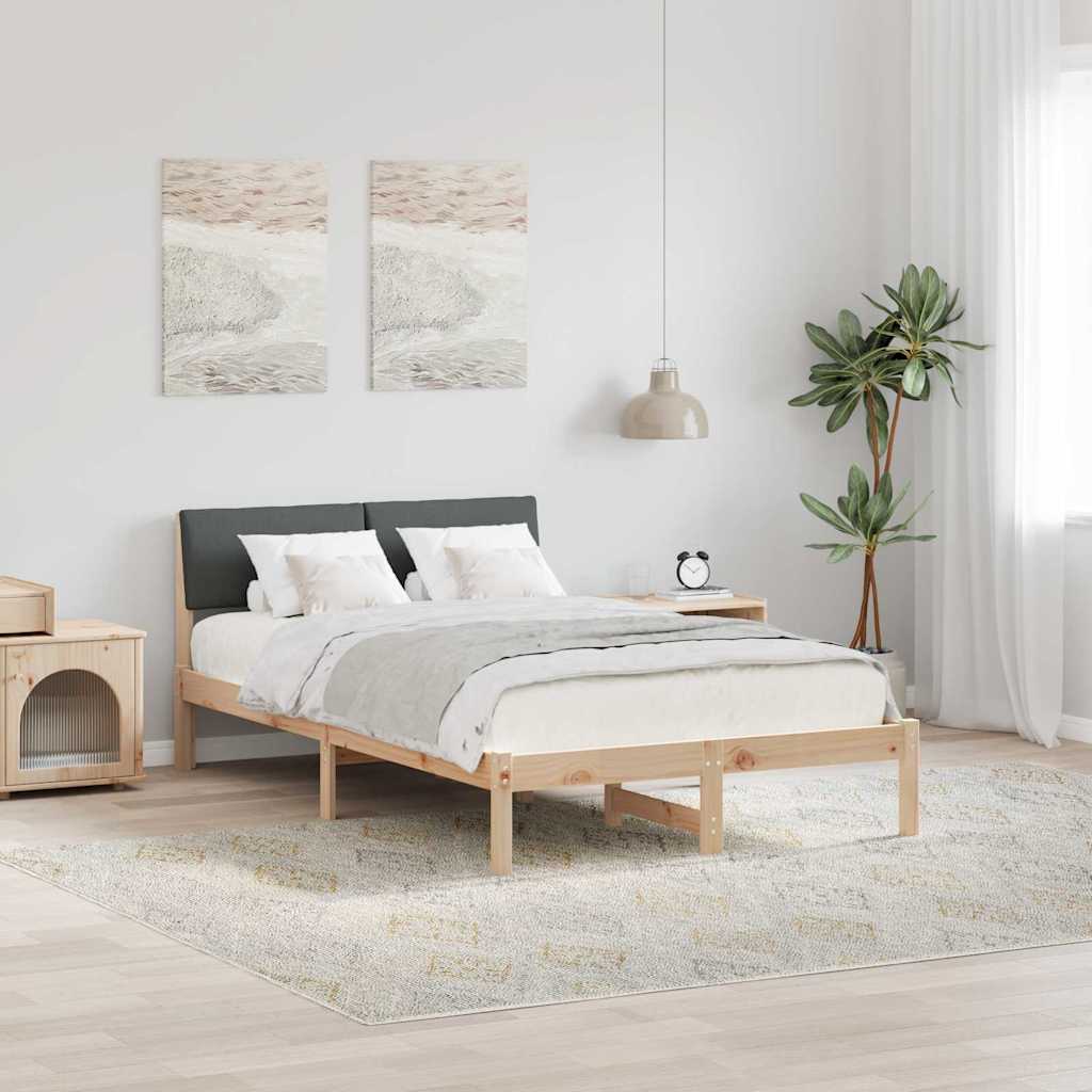 vidaXL Bedframe Bruin en lichtgrijs 200 x 200 cm Massief grenenhout