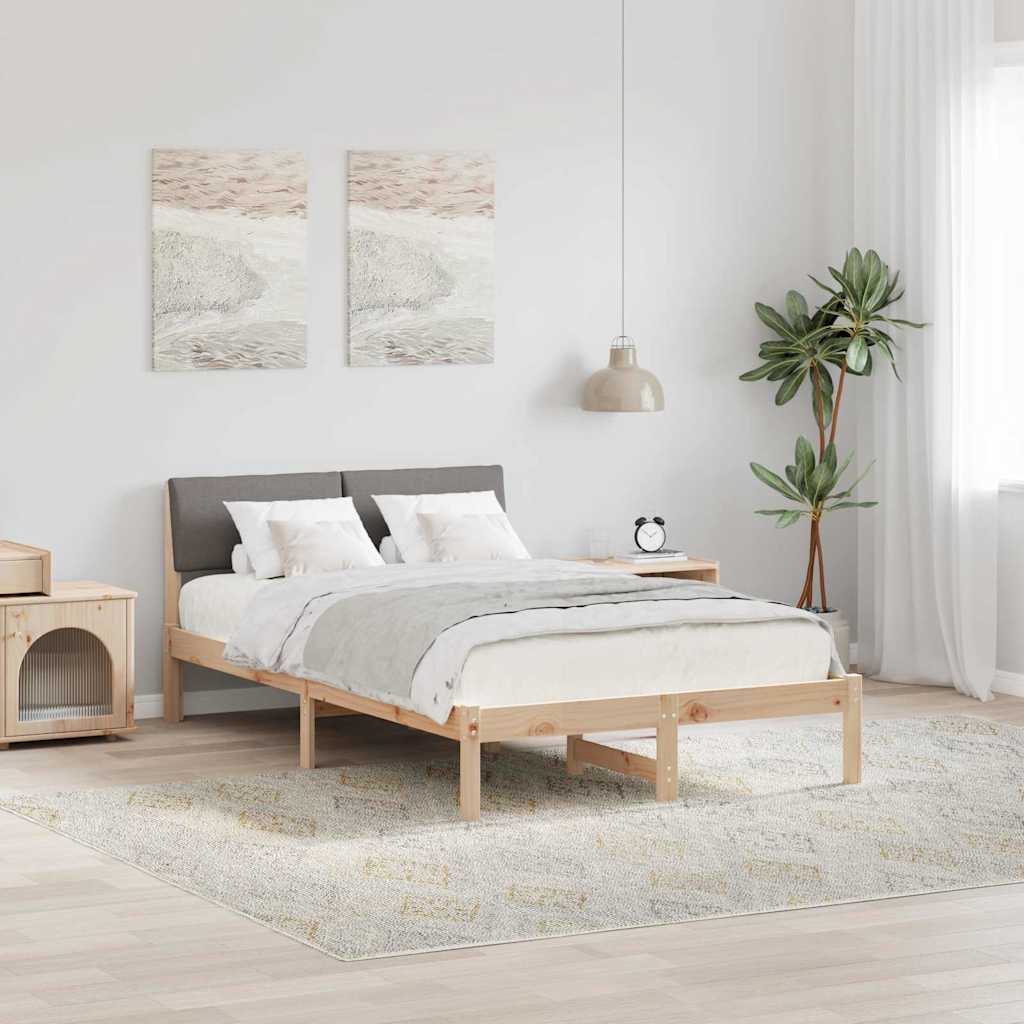 vidaXL Bedframe Bruin en lichtgrijs 200 x 200 cm Massief grenenhout