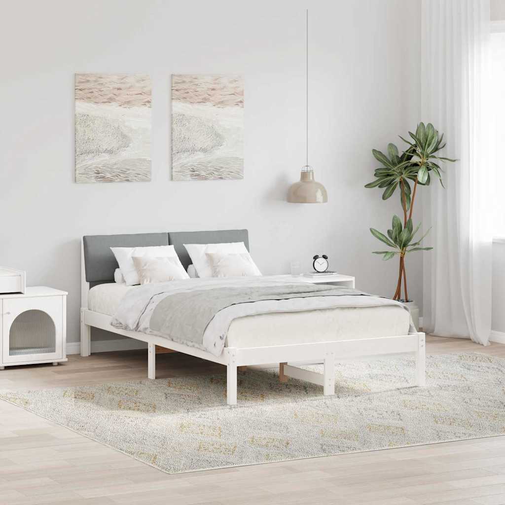 vidaXL Bedframe Bruin en lichtgrijs 200 x 200 cm Massief grenenhout