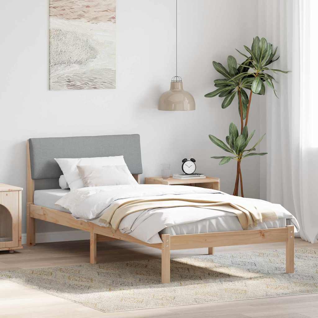 vidaXL Bedframe Bruin en lichtgrijs 200 x 200 cm Massief grenenhout