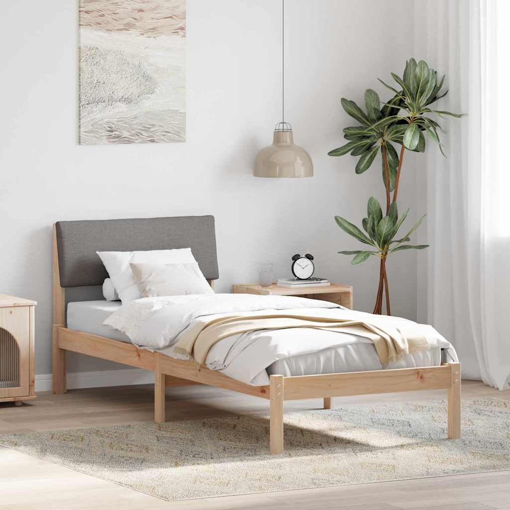 vidaXL Bedframe Bruin en lichtgrijs 200 x 200 cm Massief grenenhout