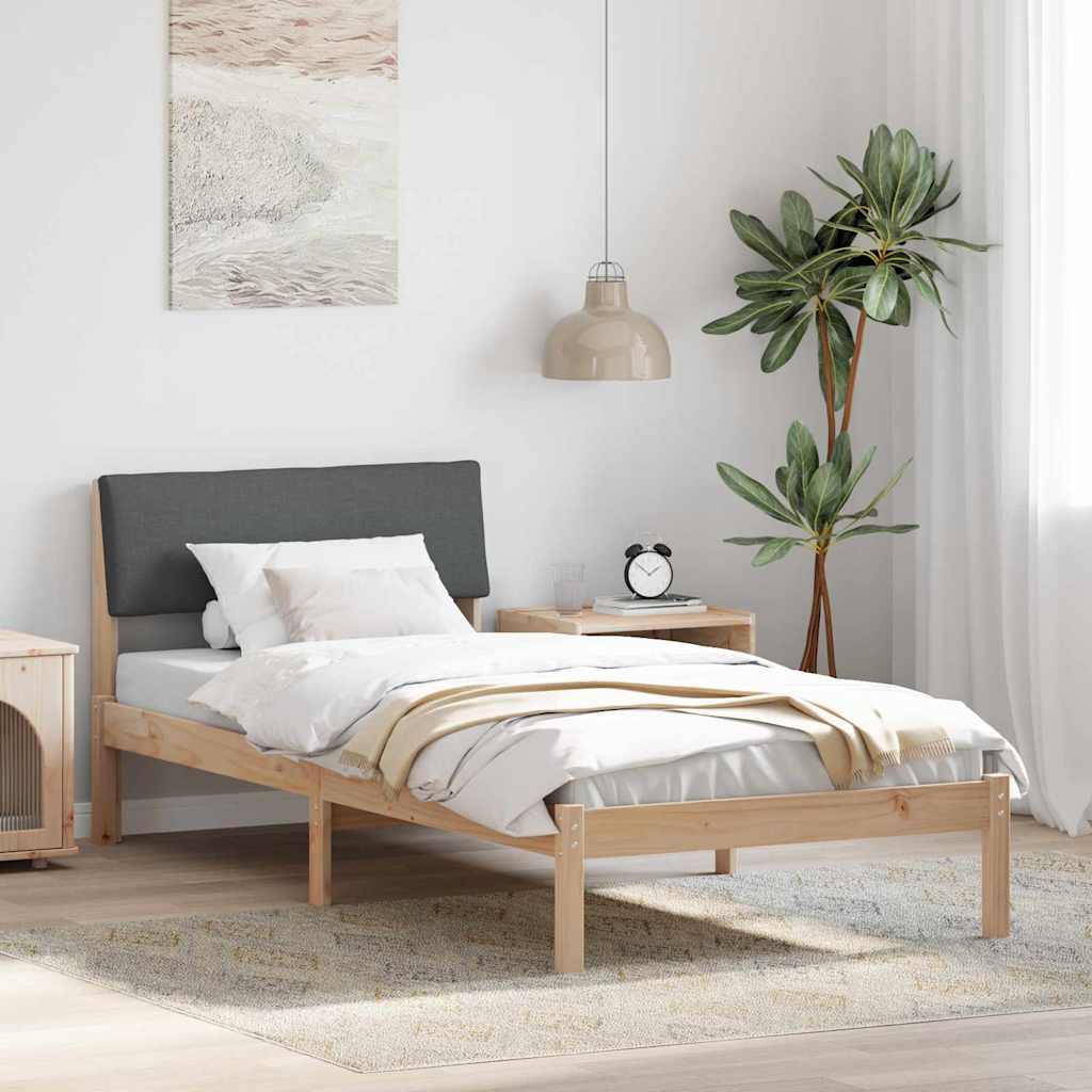 vidaXL Bedframe Bruin en lichtgrijs 200 x 200 cm Massief grenenhout
