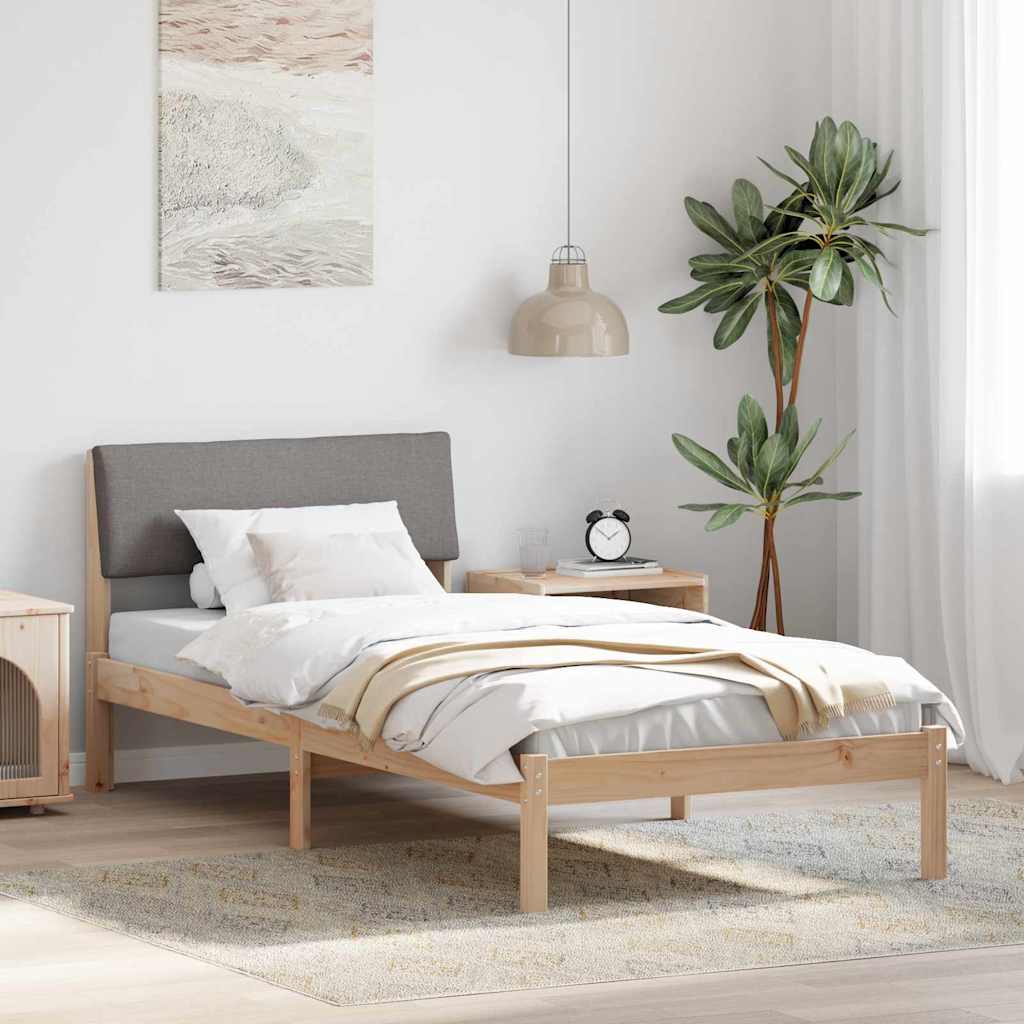 vidaXL Bedframe Bruin en lichtgrijs 200 x 200 cm Massief grenenhout