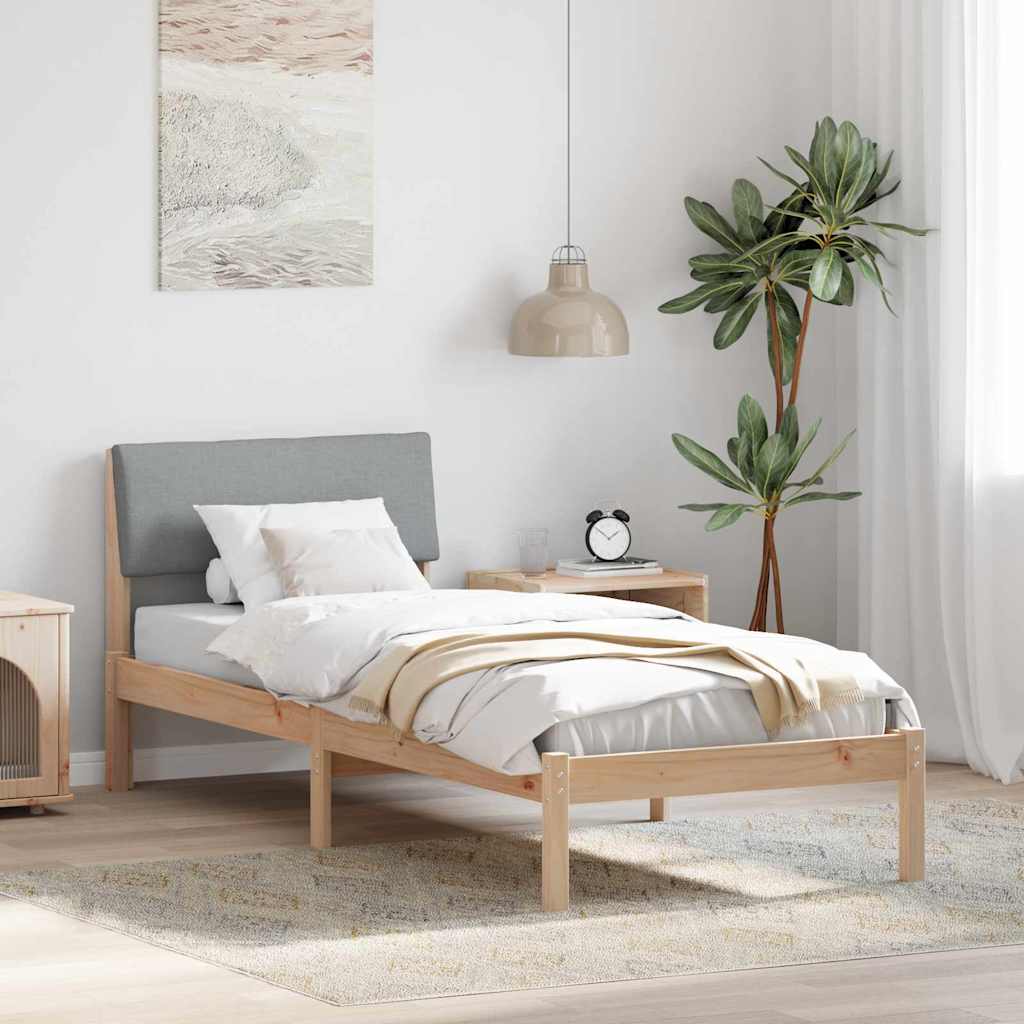 vidaXL Bedframe Bruin en lichtgrijs 200 x 200 cm Massief grenenhout