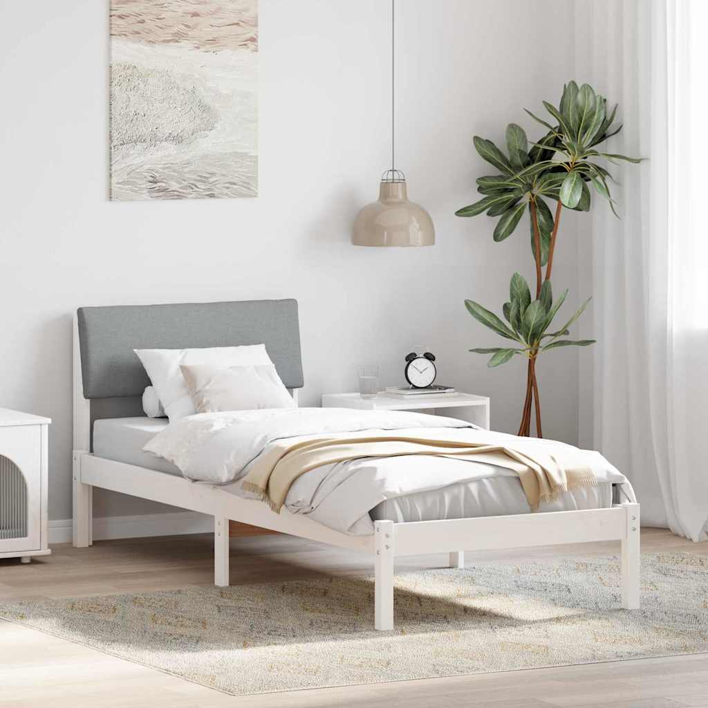 vidaXL Bedframe Bruin en lichtgrijs 200 x 200 cm Massief grenenhout