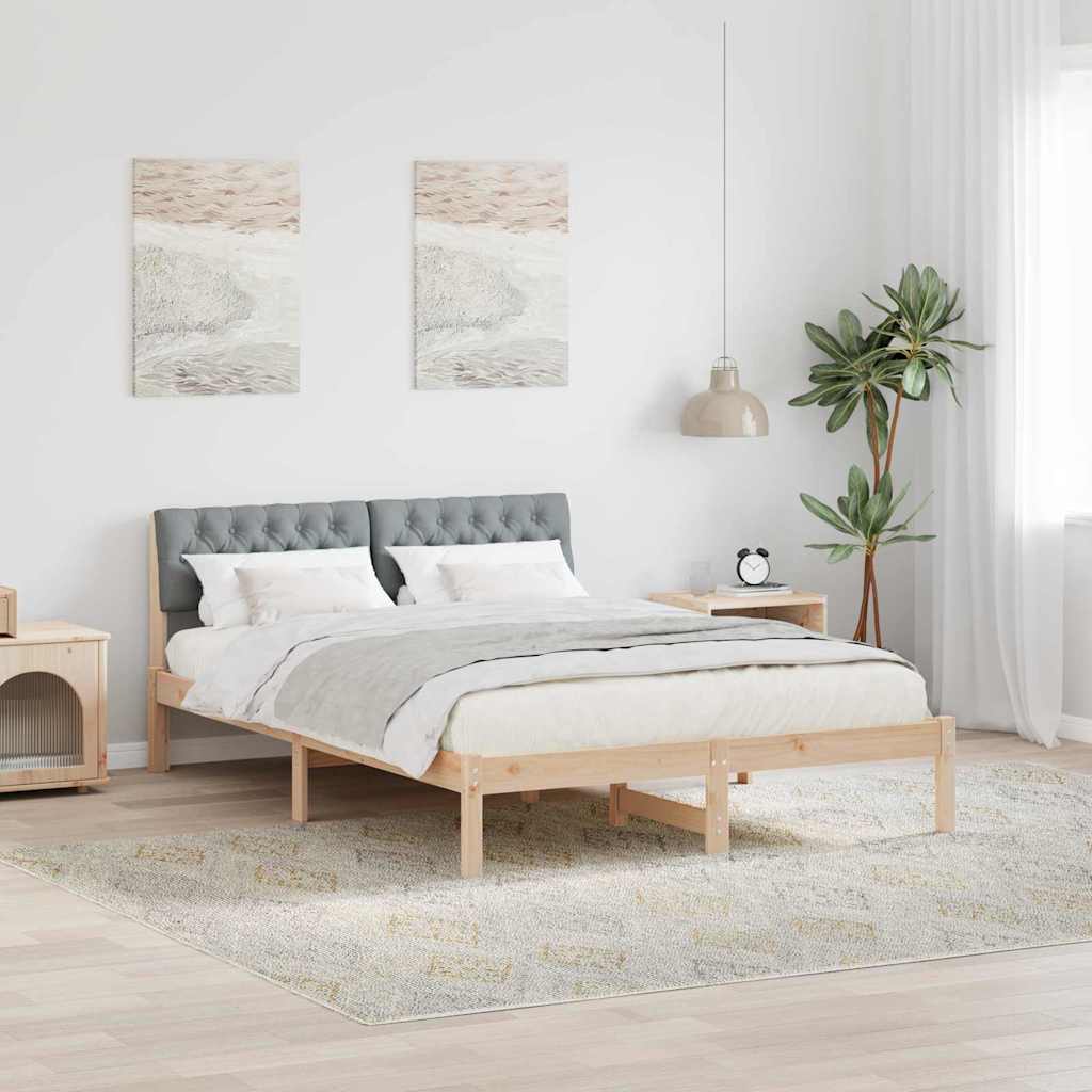 vidaXL Bedframe Bruin en lichtgrijs 200 x 200 cm Massief grenenhout