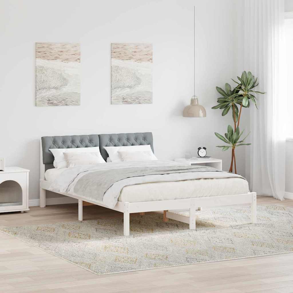 vidaXL Bedframe Bruin en lichtgrijs 200 x 200 cm Massief grenenhout