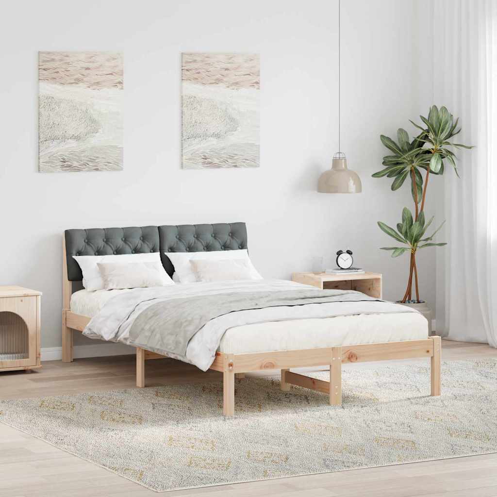 vidaXL Bedframe Bruin en lichtgrijs 200 x 200 cm Massief grenenhout