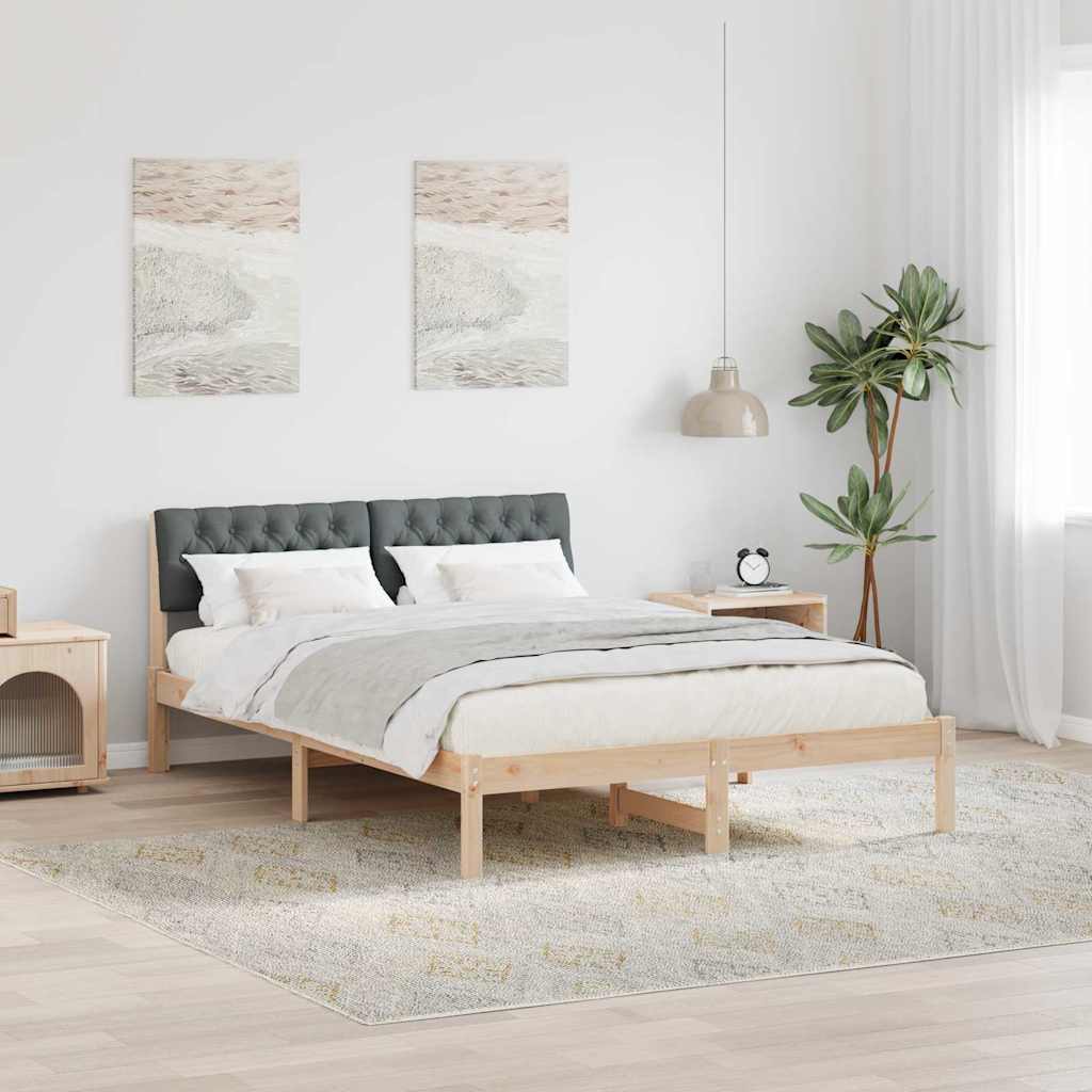 vidaXL Bedframe Bruin en lichtgrijs 200 x 200 cm Massief grenenhout