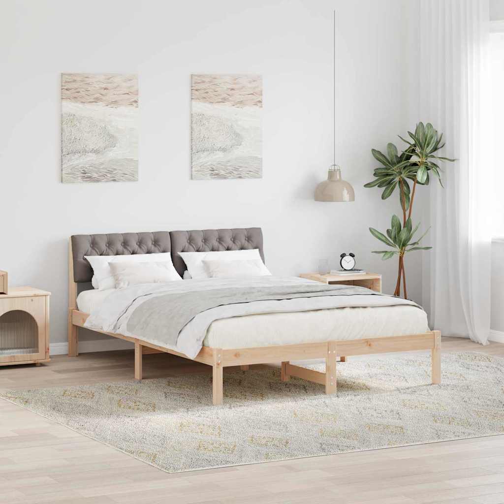 vidaXL Bedframe Bruin en lichtgrijs 200 x 200 cm Massief grenenhout