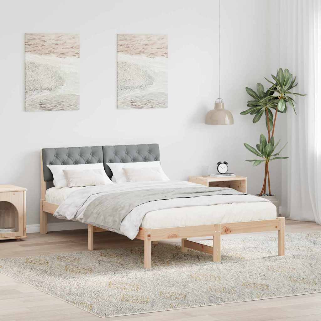 vidaXL Bedframe Bruin en lichtgrijs 200 x 200 cm Massief grenenhout