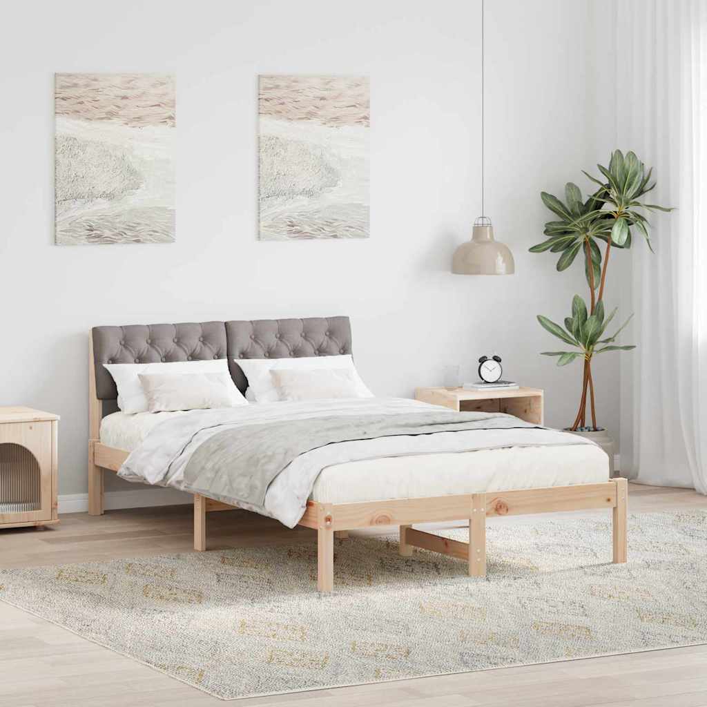 vidaXL Bedframe Bruin en lichtgrijs 200 x 200 cm Massief grenenhout