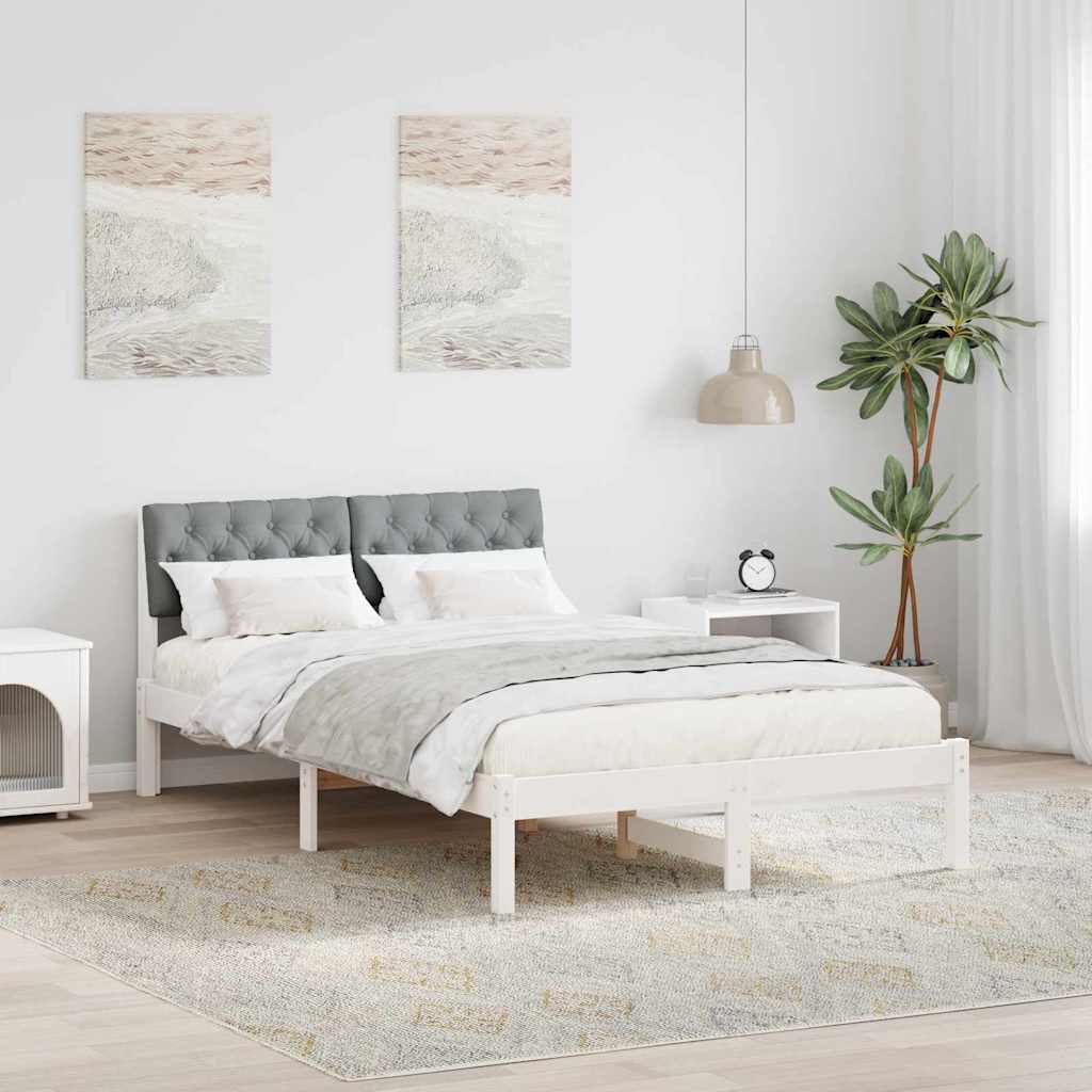 vidaXL Bedframe Bruin en lichtgrijs 200 x 200 cm Massief grenenhout