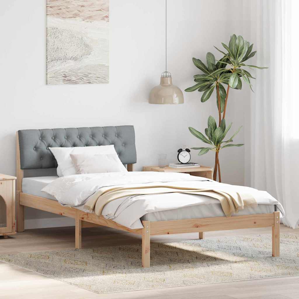 vidaXL Bedframe Bruin en lichtgrijs 200 x 200 cm Massief grenenhout