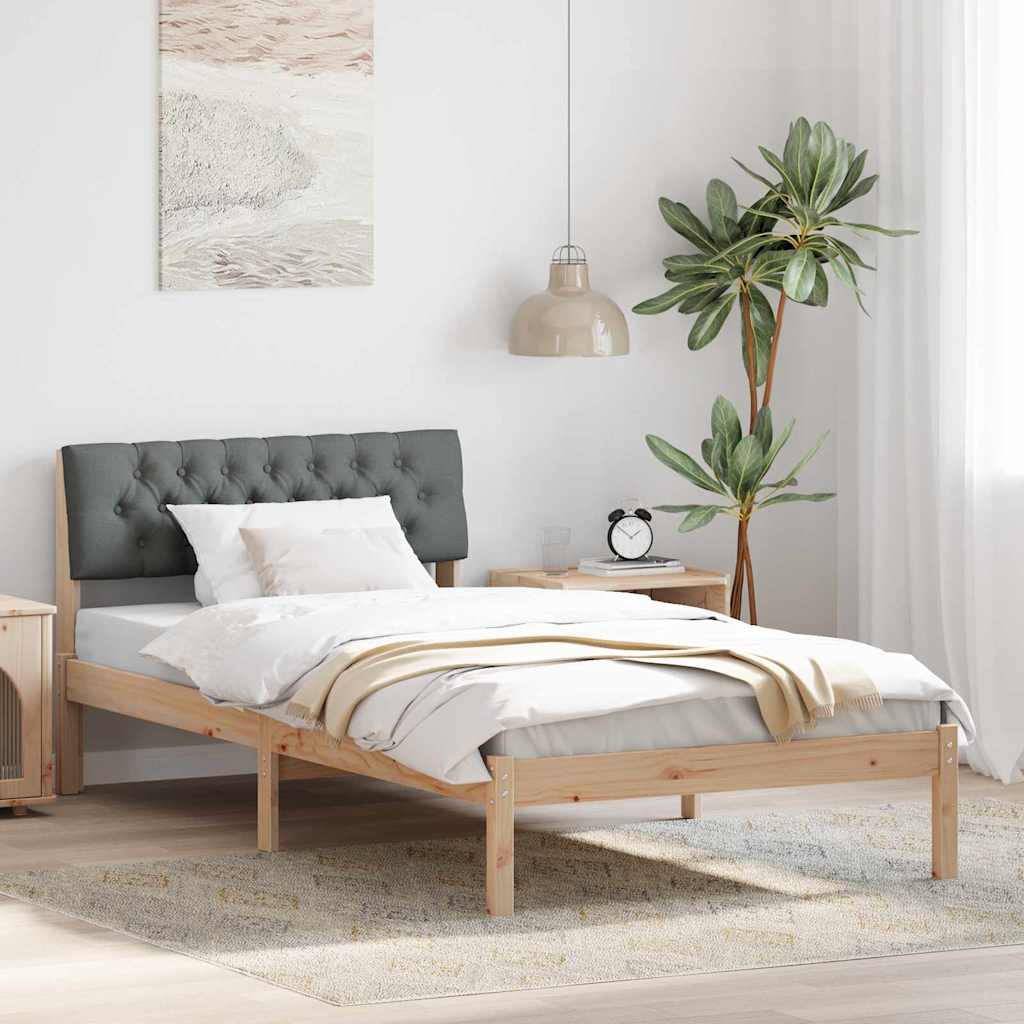 vidaXL Bedframe Bruin en lichtgrijs 200 x 200 cm Massief grenenhout